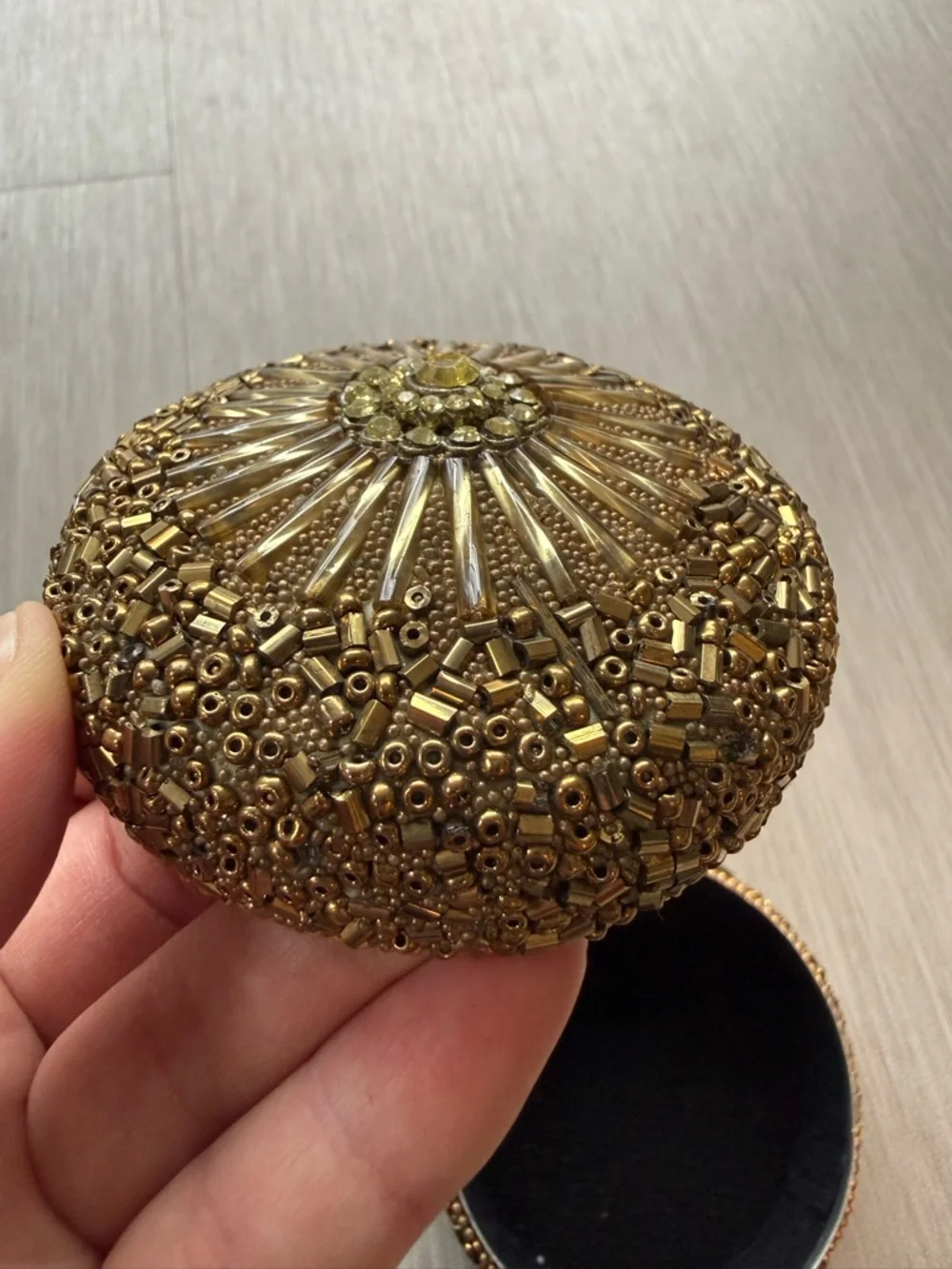 Gold Beaded Decorative trinket jar